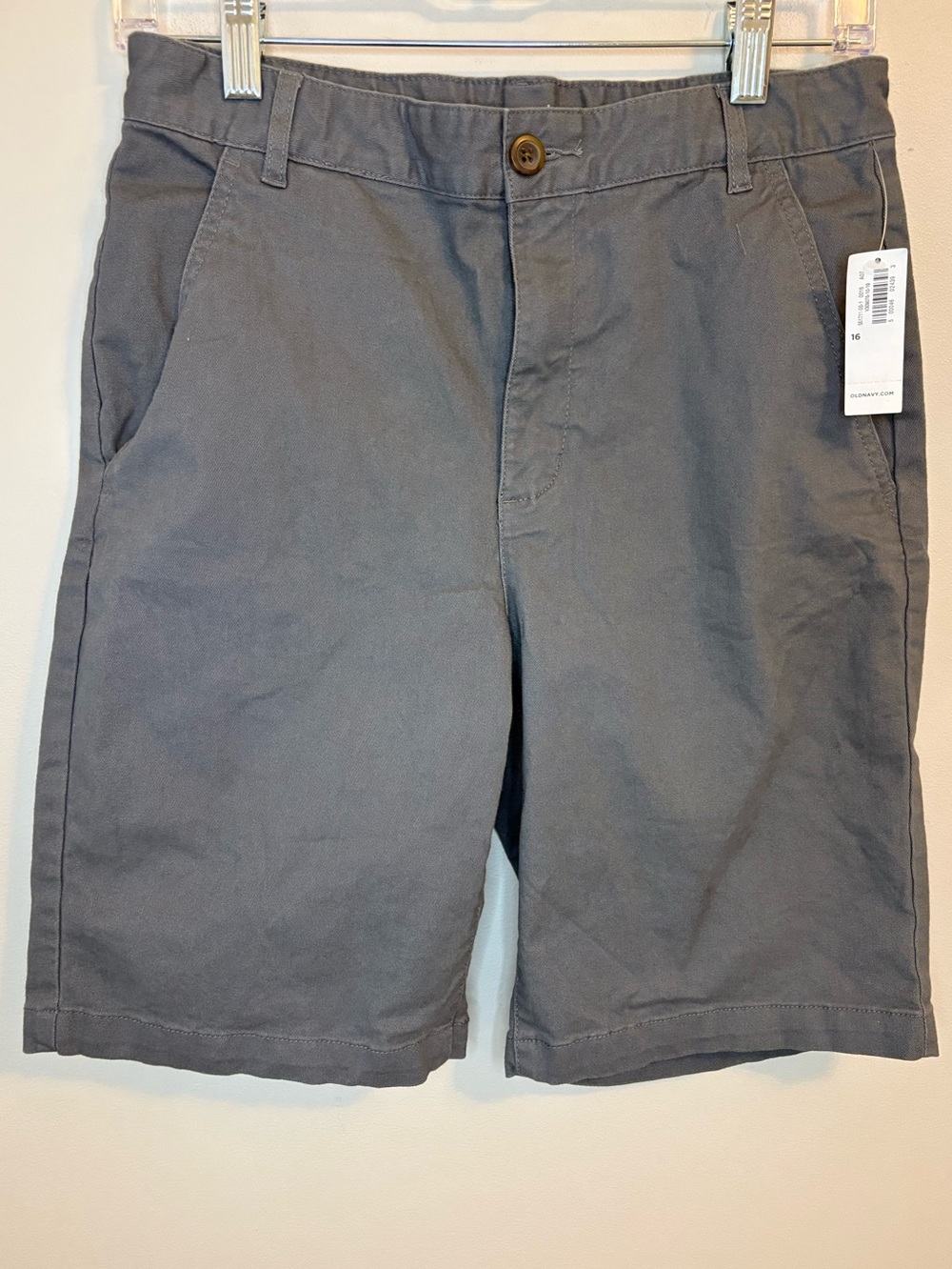 NWT Old Navy Boys Gray Chino Shorts Youth Size 16 Stretch